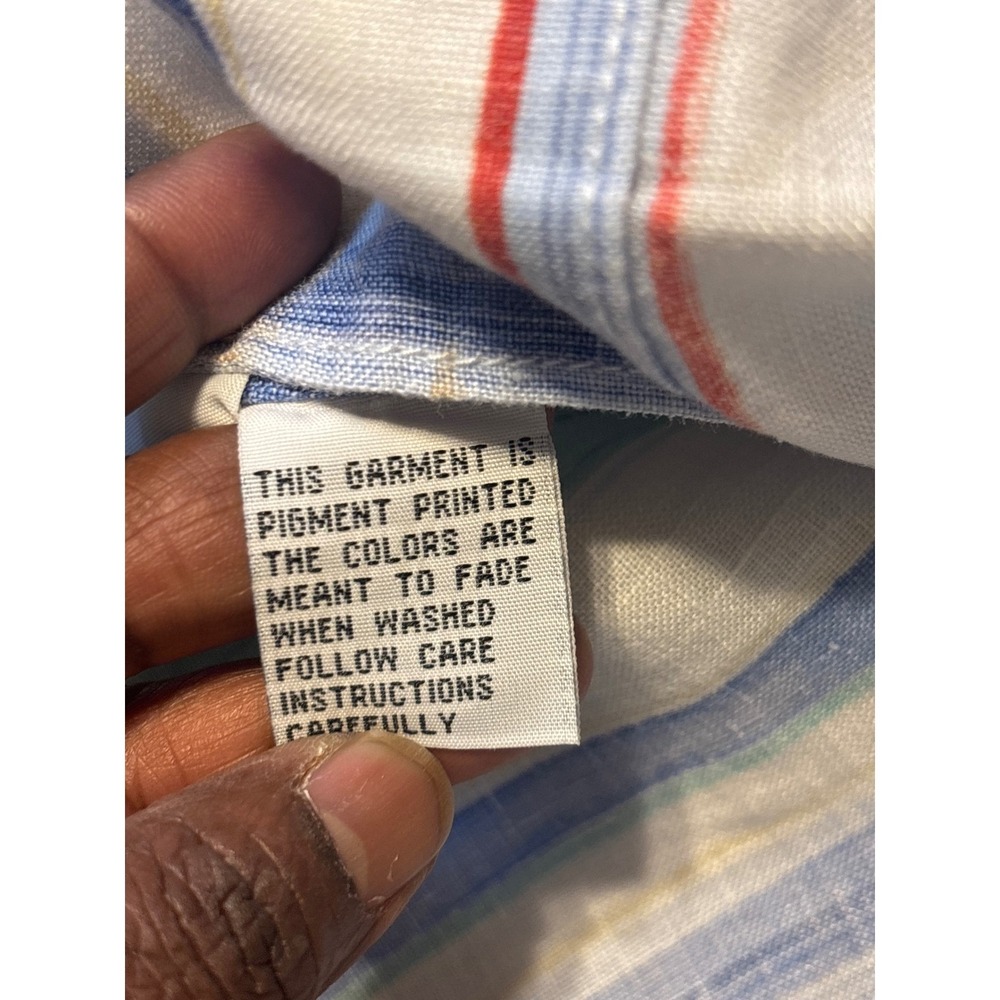 Tommy Bahama Relax Mens‎ XL Multicolor Striped 100 % Linen Button Down  shirt - Picture 10 of 16